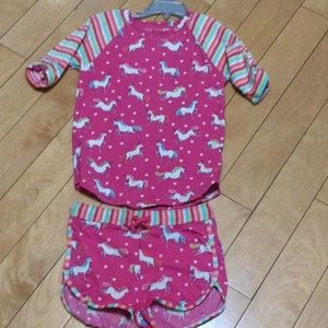 HATLEY girls rash guard size 7 with matching boy shorts size 6